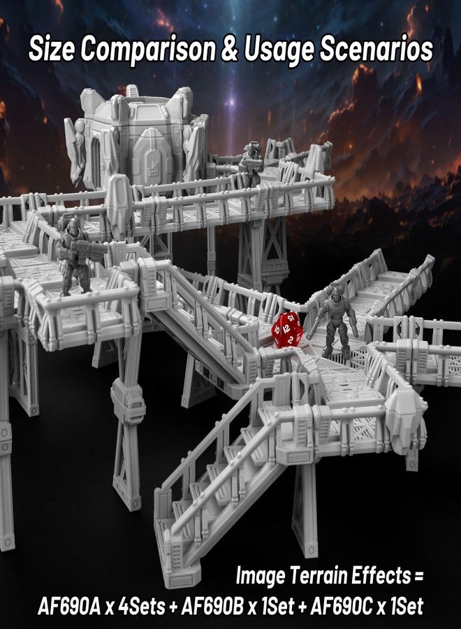 AUSPDICE AF690B Sci-Fi Walkways Extension Pack for DND & RPG | Modular Terrain Set, Dungeon Walls, TTRPG Map Props, Dungeons and Dragons Accessories, Wargame Buildings, and Terrain for Tabletop Roleplay - Image 3